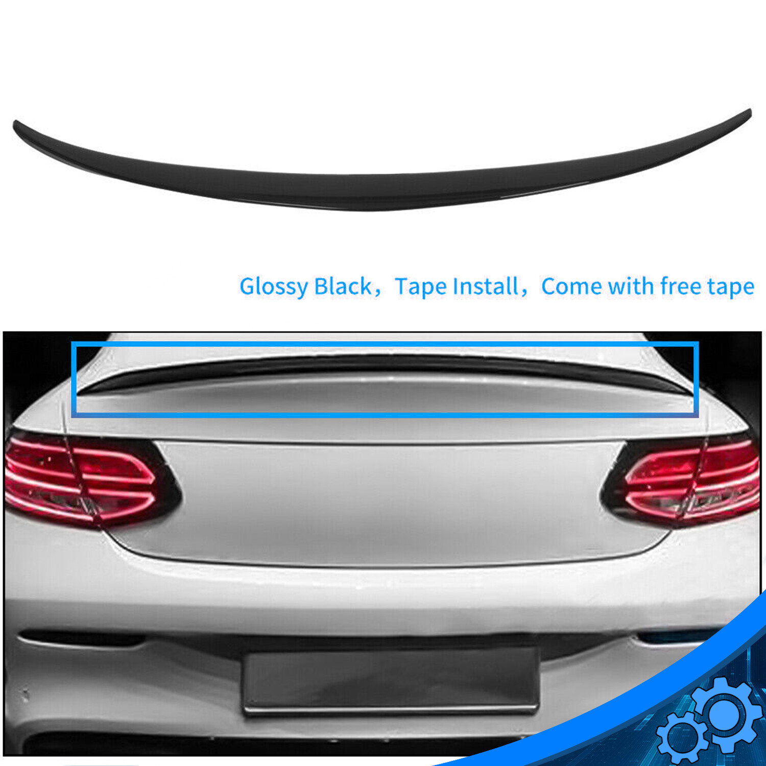 Fit For 2015-21 Mercedes W205 C300 C Class Sedan Gloss Black Trunk Spoiler Wing