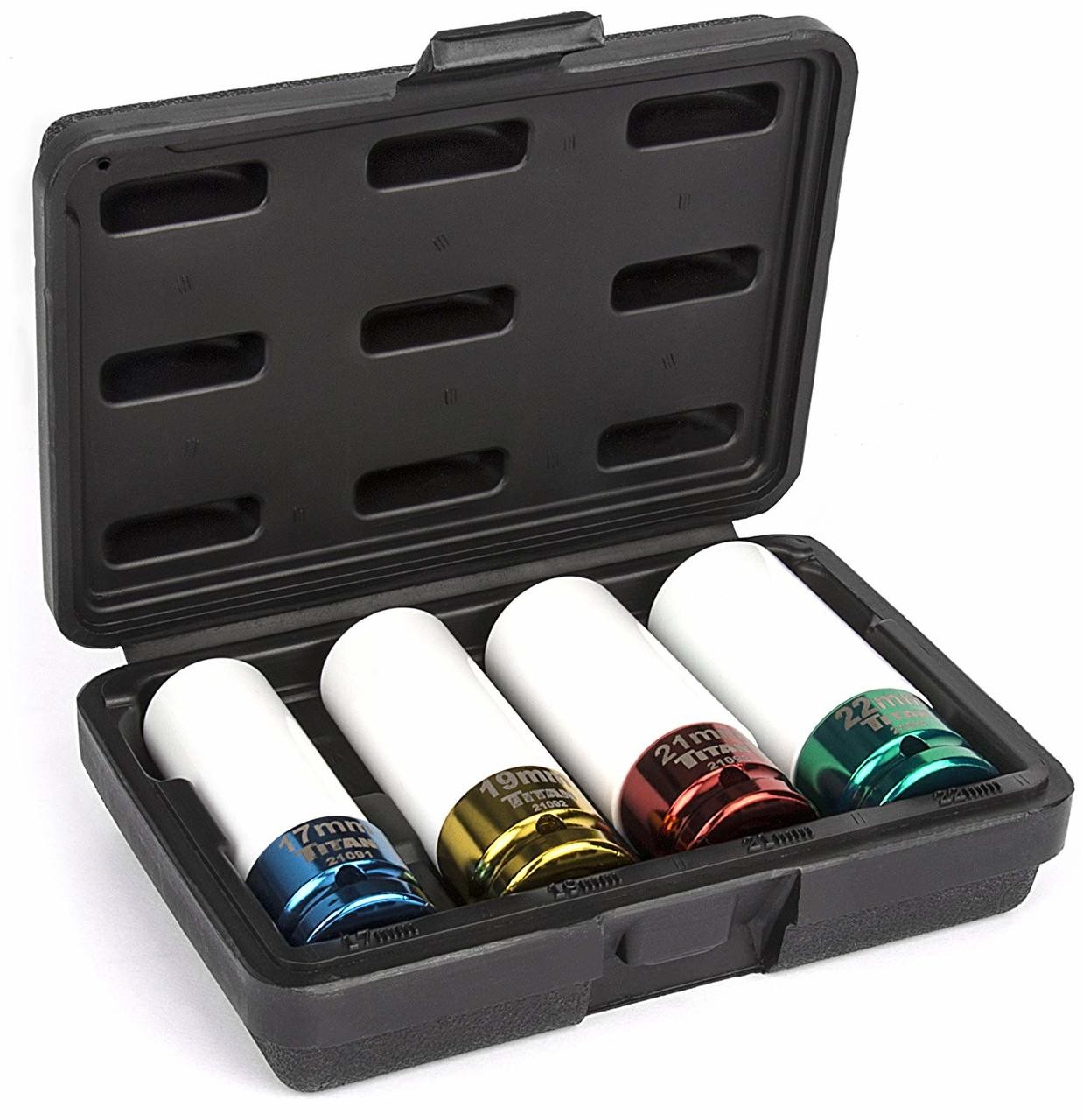 Titan Tools 21095 1/2″ Drive Non-Marring Lug Nut Socket Set (4 Piece)