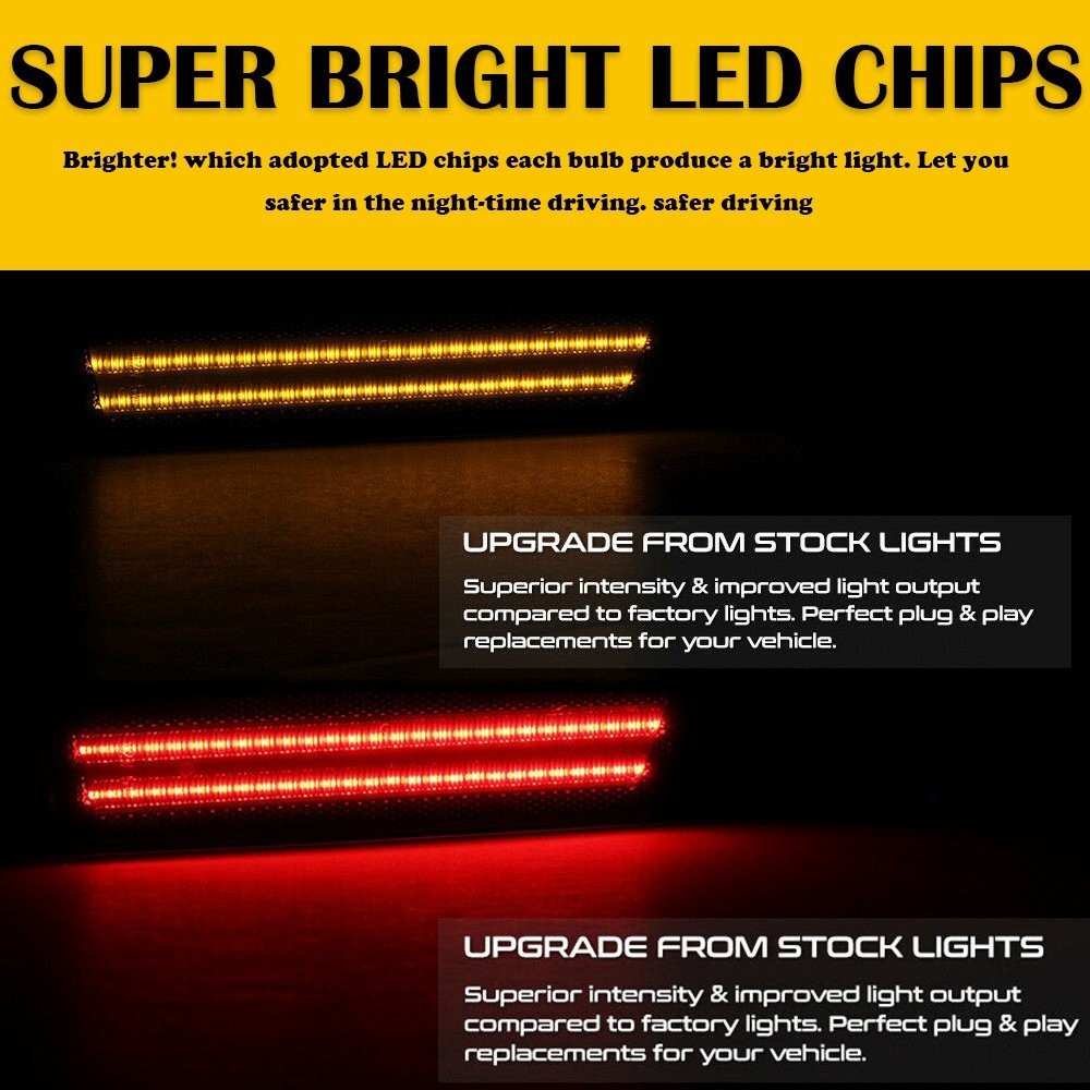 Smoke LED Side Marker Light for 08-14 Dodge Challenger Front Amber Rear Red SL