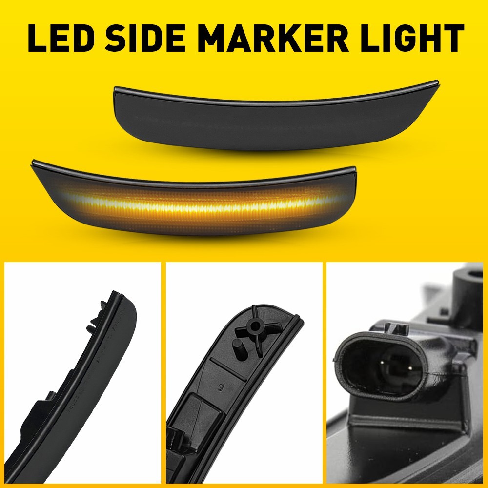 For 2015-up Chrysler 300 300C Front Bumper Side Marker Lamps Lights Smoked Lens