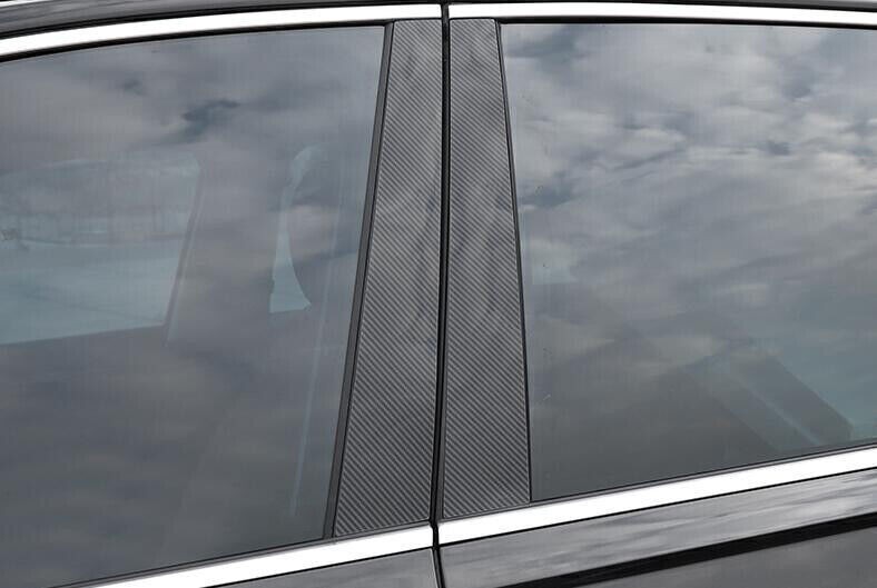 For Audi Q7 2017-2019 Carbon Fiber PC Window Center BC Pillar Cover Trim 8PCS
