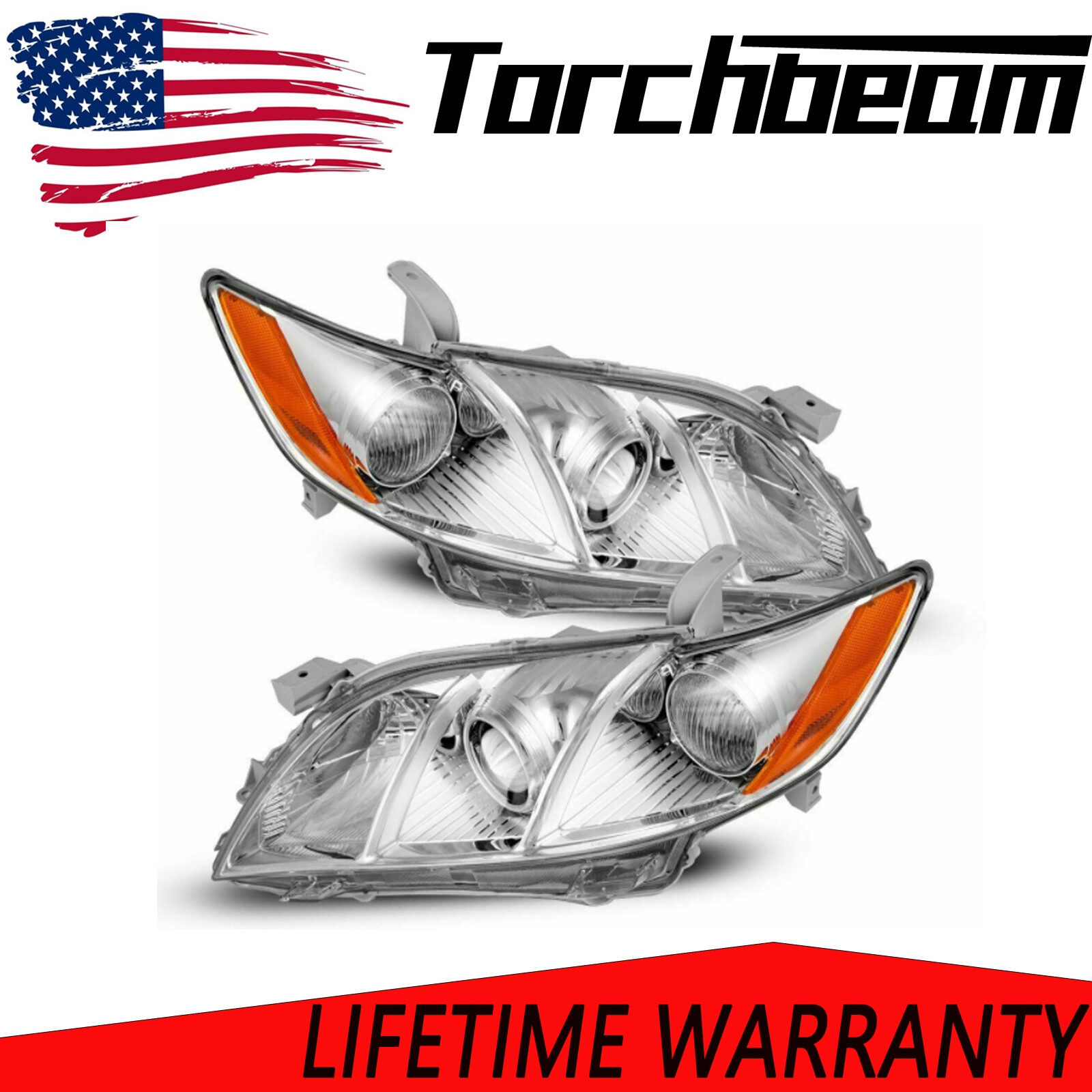 Pair Headlights For 2007 – 2009 Toyota Camry Headlamp Assembly Replacement