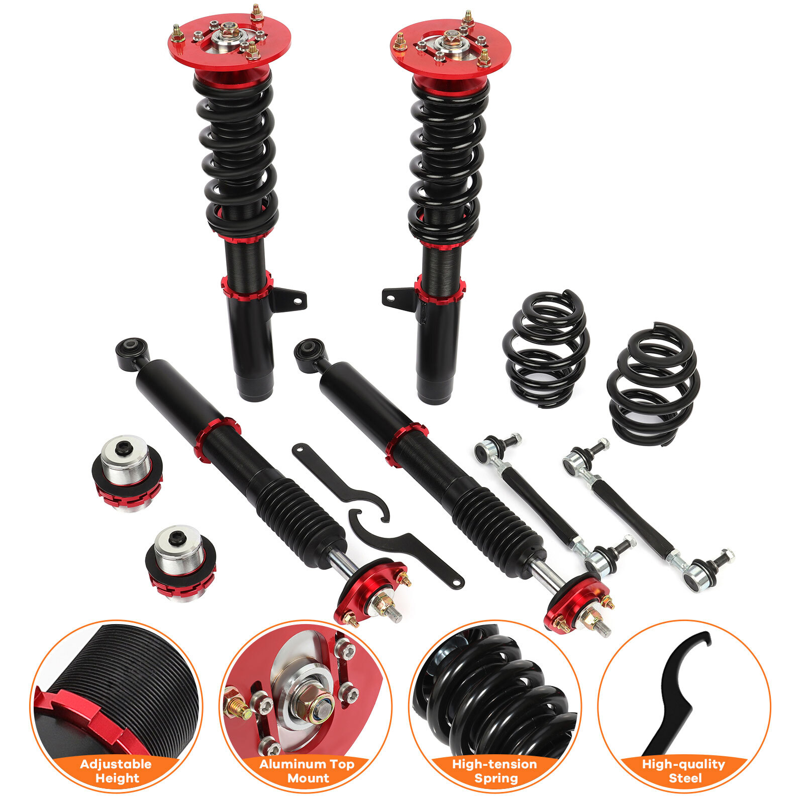Coilovers For 2001-2005 BMW E46 320i 325i Red Adj Height Strut Suspension Spring