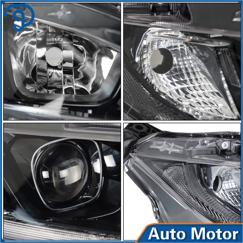 Right & Left For Honda Civic 2016-2021 Halogen W/DRL Black Headlights Projector