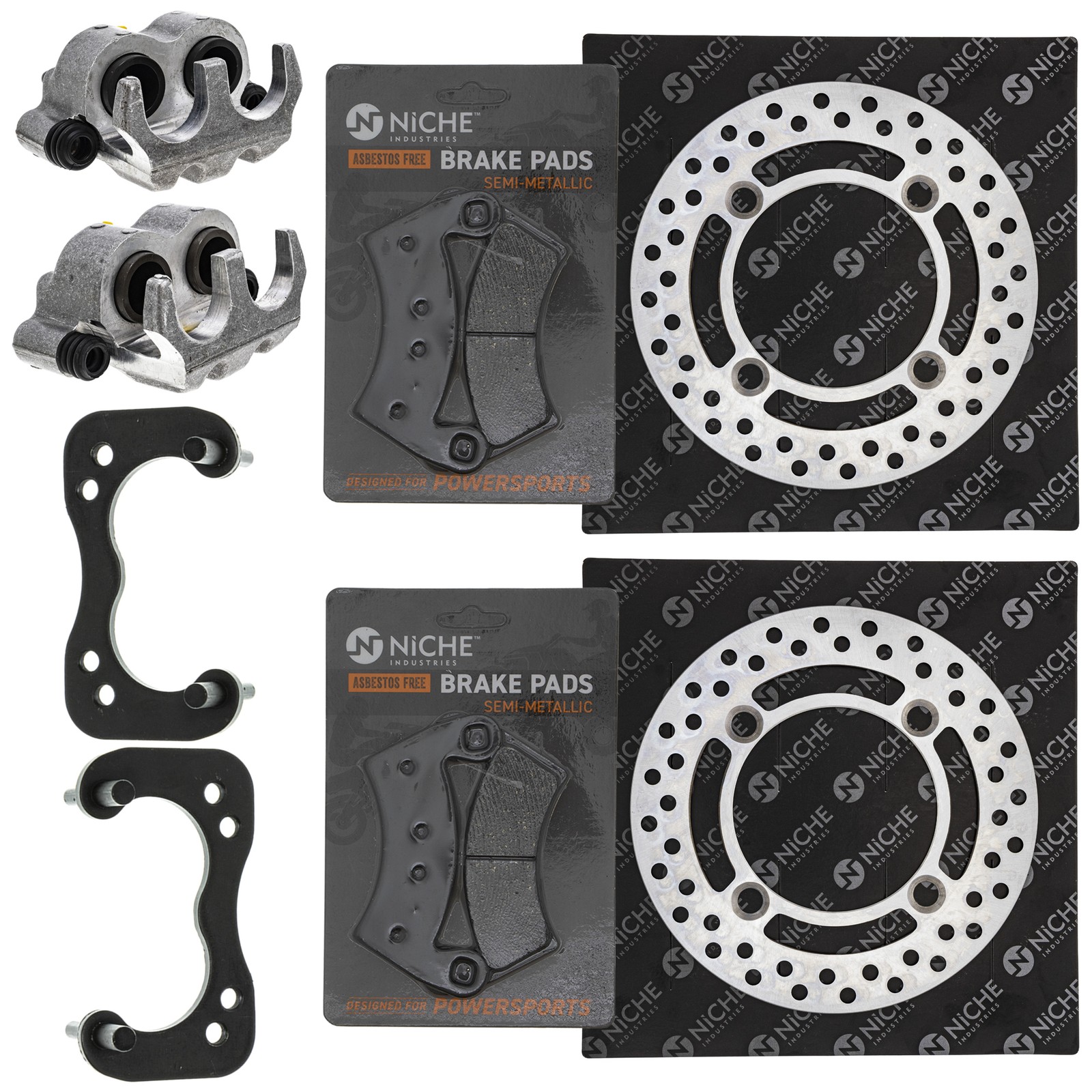 NICHE Rear Brake Rotor Caliper Pad Set for Polaris RZR 4 XP 900 1912375 1911288