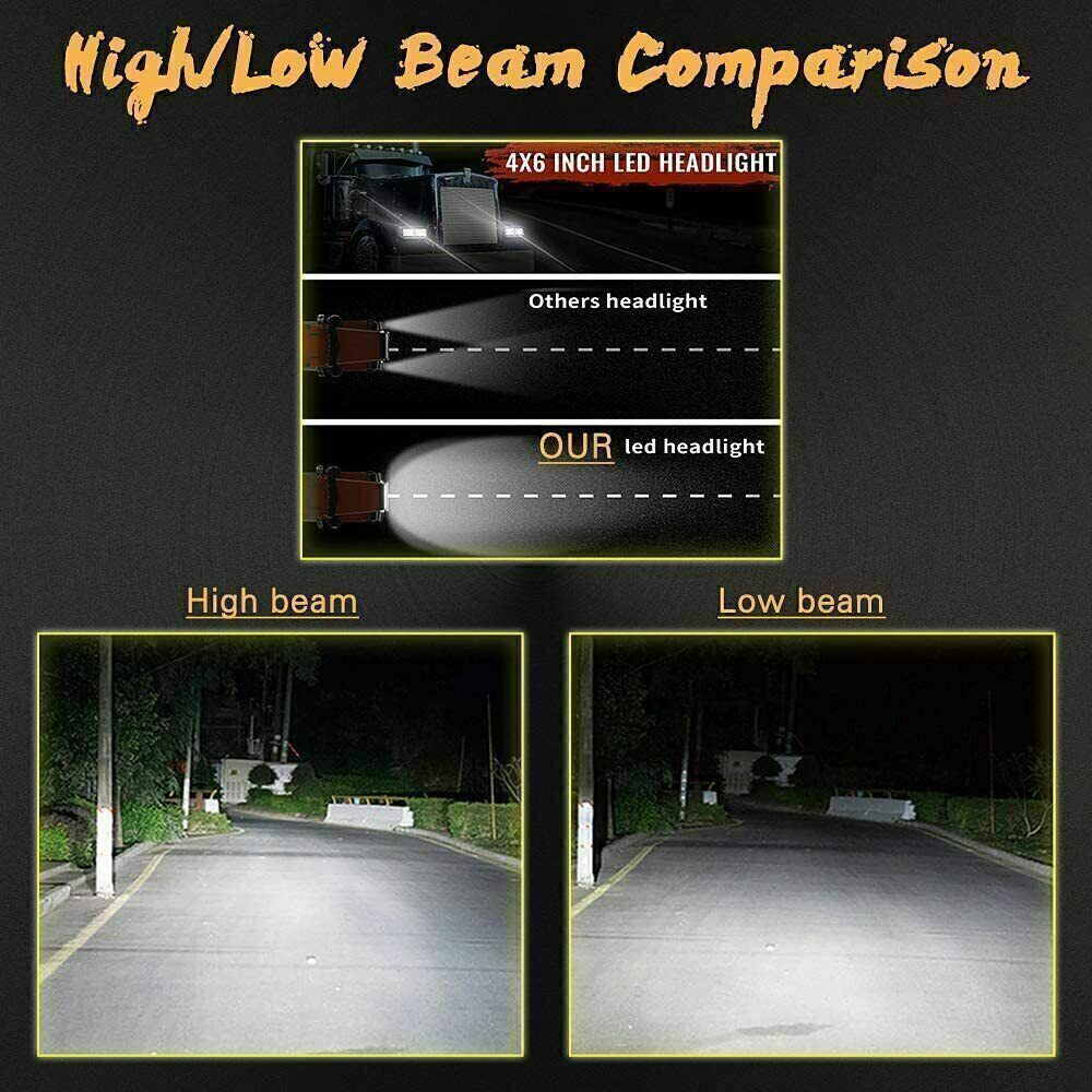 4X6″ LED Headlights Hi/Lo Sealed Beam DRL For Chevrolet Monte Carlo 1980-1988 4x