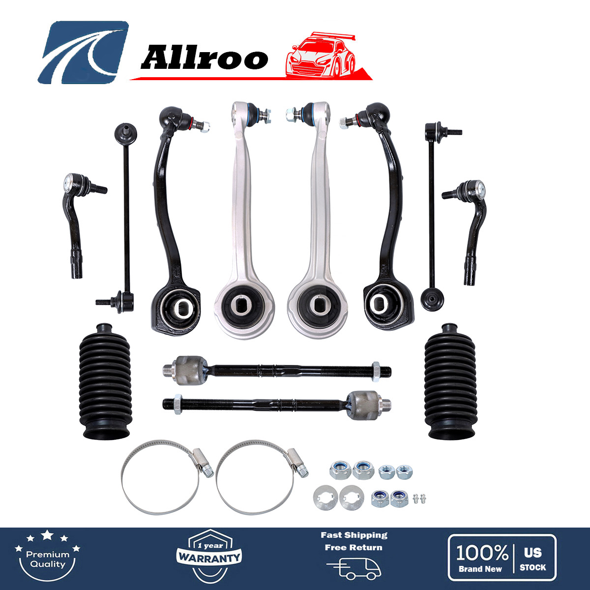12Pcs Suspension Control Arm Kit Sway Bar For Mercedes W203 MB CLK C280 C230