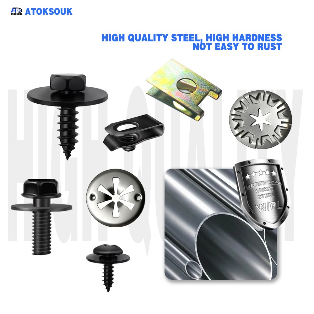 80pcs For Civic Body Bolts U-nut Clips Engine Under Cover Splash Shield Guard