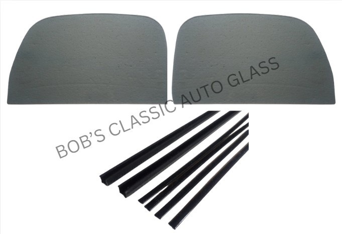1941-1949 International KB Truck Door Glass Pair & Window Run Channels NEW