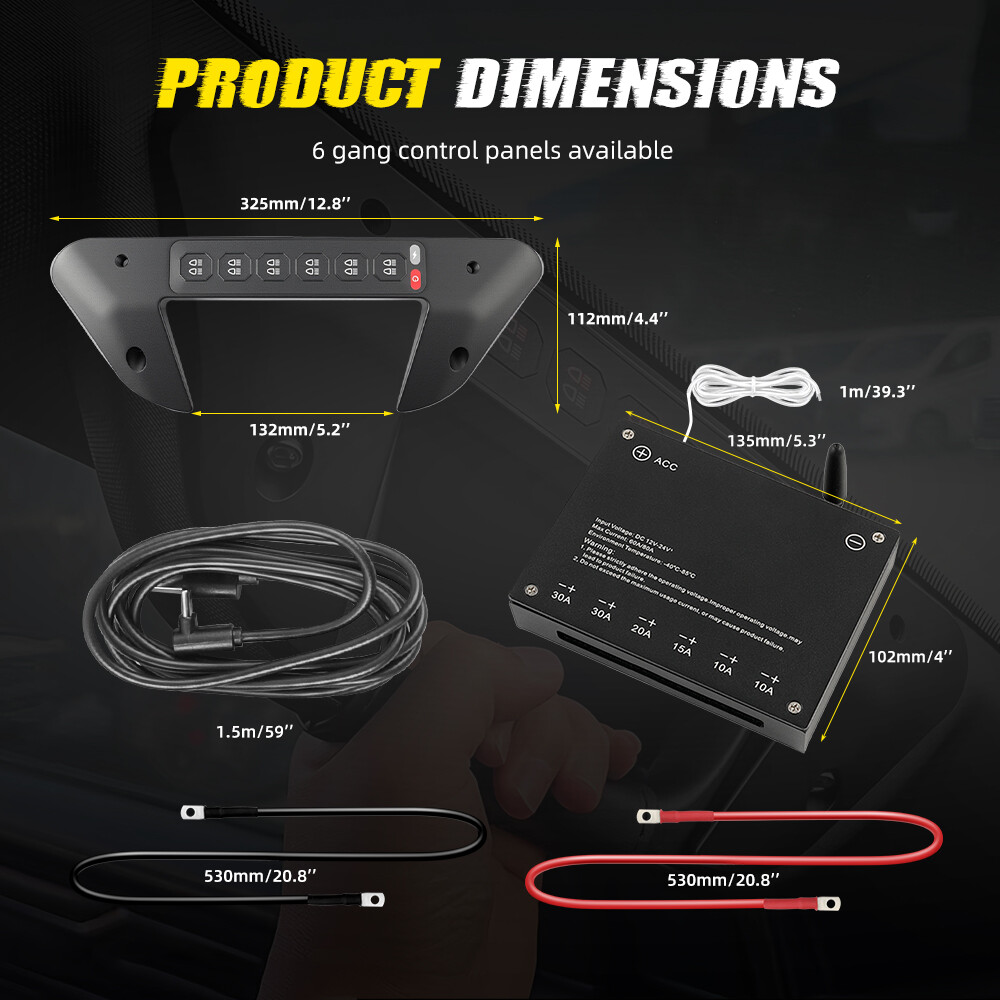 For Dodge Ram 1500 Grab Handle Wireless Auxiliary Switch Panel RGB 6 Gang System