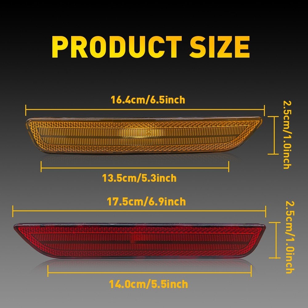 Front Amber & Rear Red Side Marker Lights Cover For 2010-2014 Ford Mustang 4pcs
