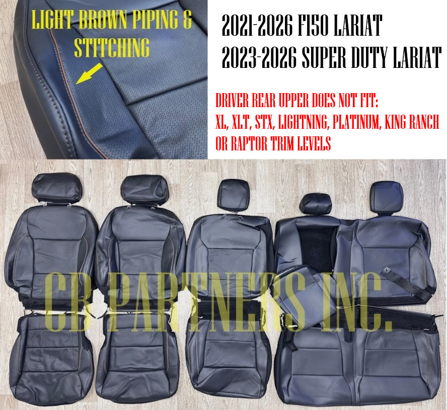 OEM FORD F150 LARIAT LEATHER SEAT UPHOLSTERY LIGHT BROWN PIPING 2021 – 2026
