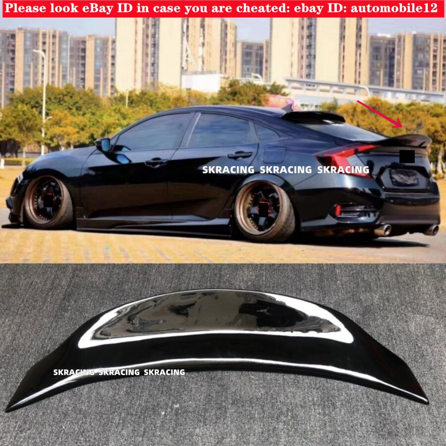 FOR 2016-2019 HONDA CIVIC 10TH GLOSS BLACK REAR SPOILER WING NEW STYLE