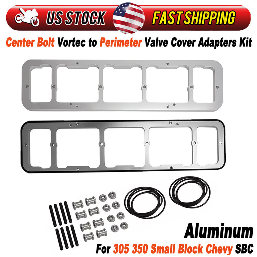 For Chevy 305 350 SBC Aluaminum Center Bolt to Perimeter Valve Cover Adapter Kit