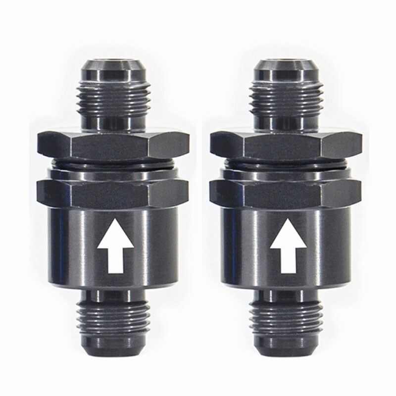 2PCS AN6 6AN Male One Way Check Valve for E85 Gasoline Black Anoized Aluminum