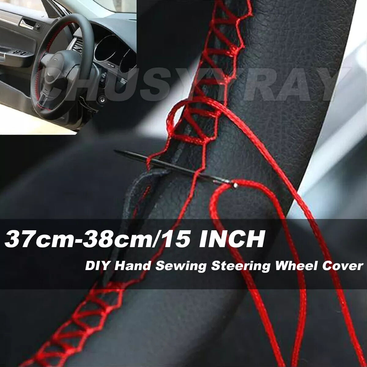Upgrade 15″ Steering Wheel Cover Genuine Leather For 2016-18 Dodge RAM 1500 2500