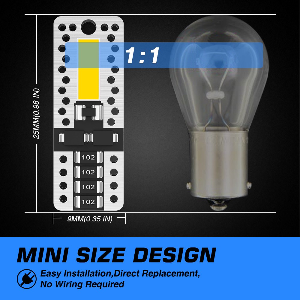2x T10/194/168 White LED License Plate Interior Light Bulbs Super Bright 6500K