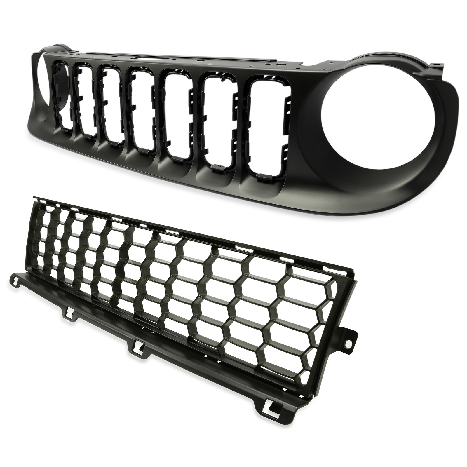 2PC New Black Front Bumper Grille Grill For Jeep Renegade 2015 16 2017 2018 2019