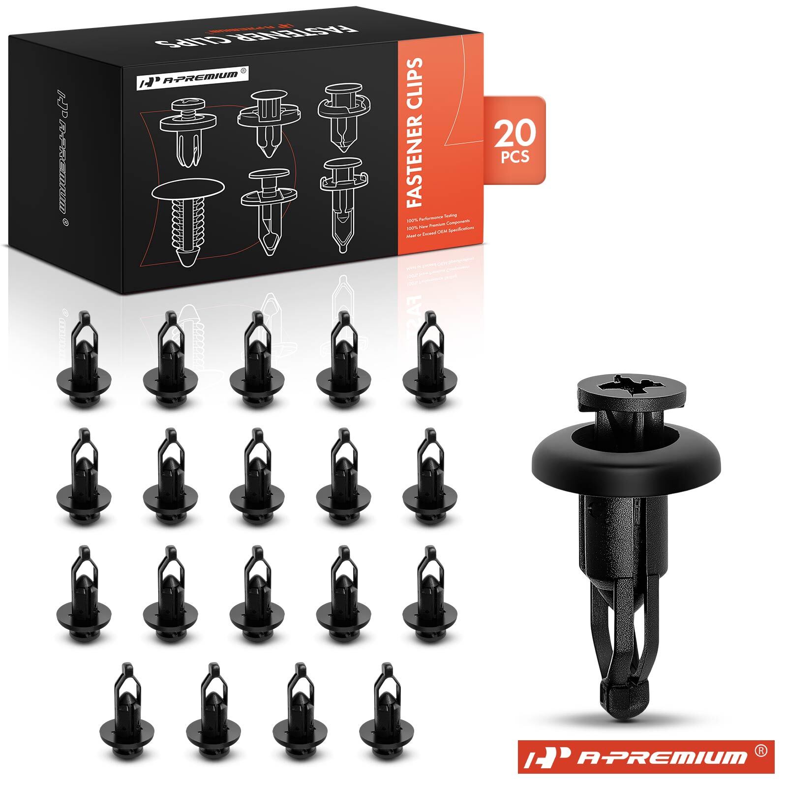 A-Premium 20Pcs 9mm Nylon Push-Type Retainer Clips Screw-Type for Toyota Supra