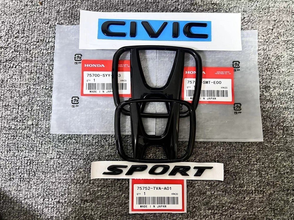 ??4PCS/SET For Honda Civic Sedan 2022-2025 Black Emblem Badge Front Rear SPORT