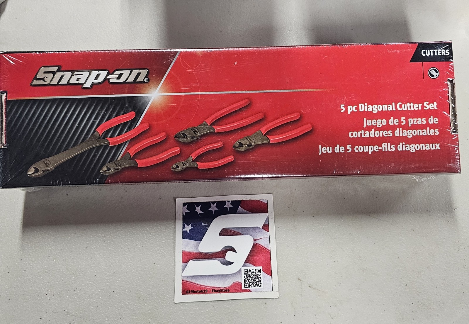 Snap On Tools NEW CUTTER5 5 Piece RED Soft Grip Diagonal Cutter Plier Set USA