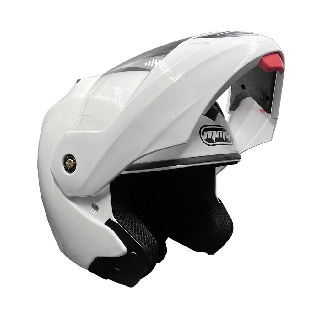 MMG Modular Full Face Motorcycle Helmet Flip-Up Visor DOT Gloss White Large