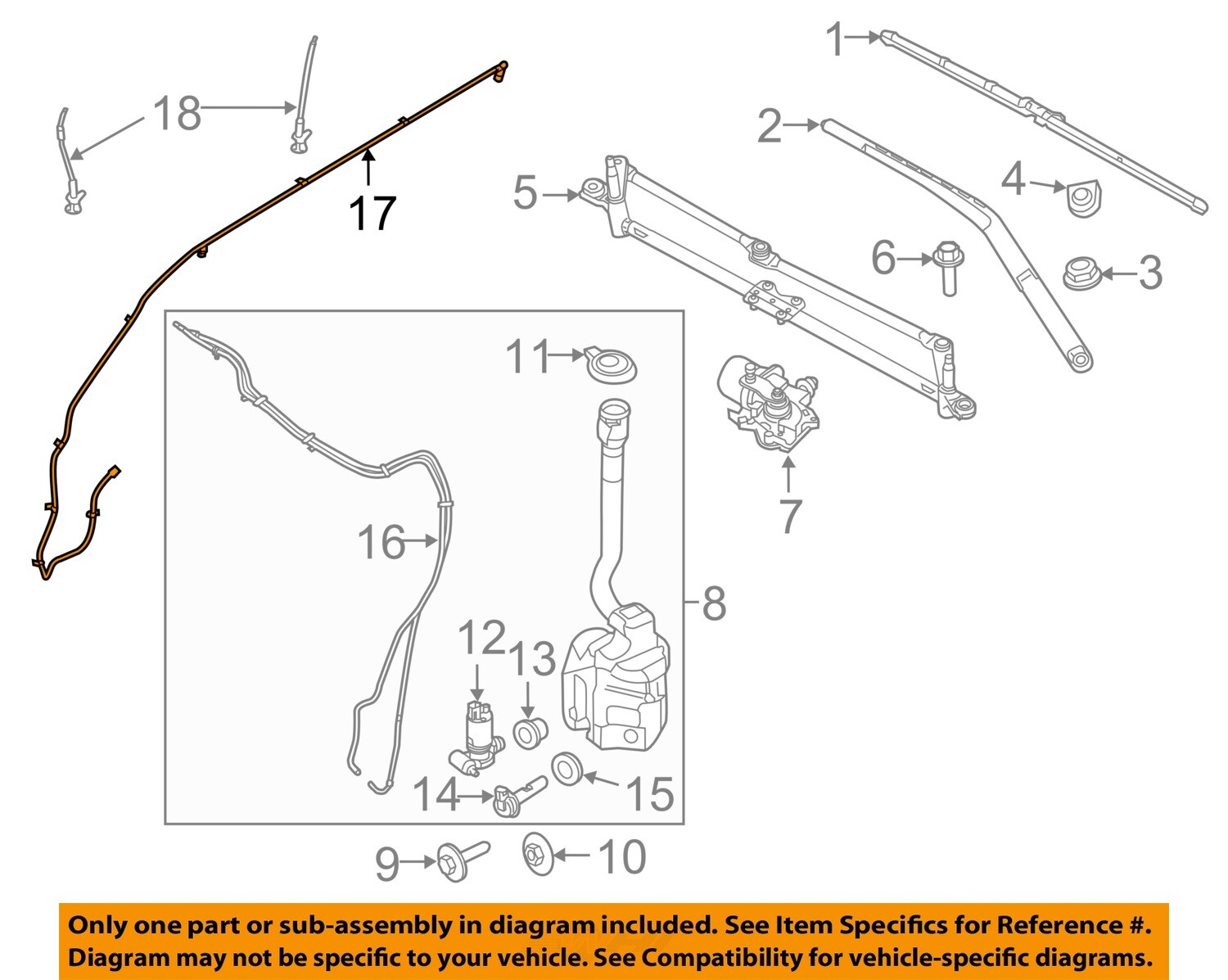 FORD OEM 11-15 Explorer Wiper Washer Components-Upper Hose BB5Z17A605A