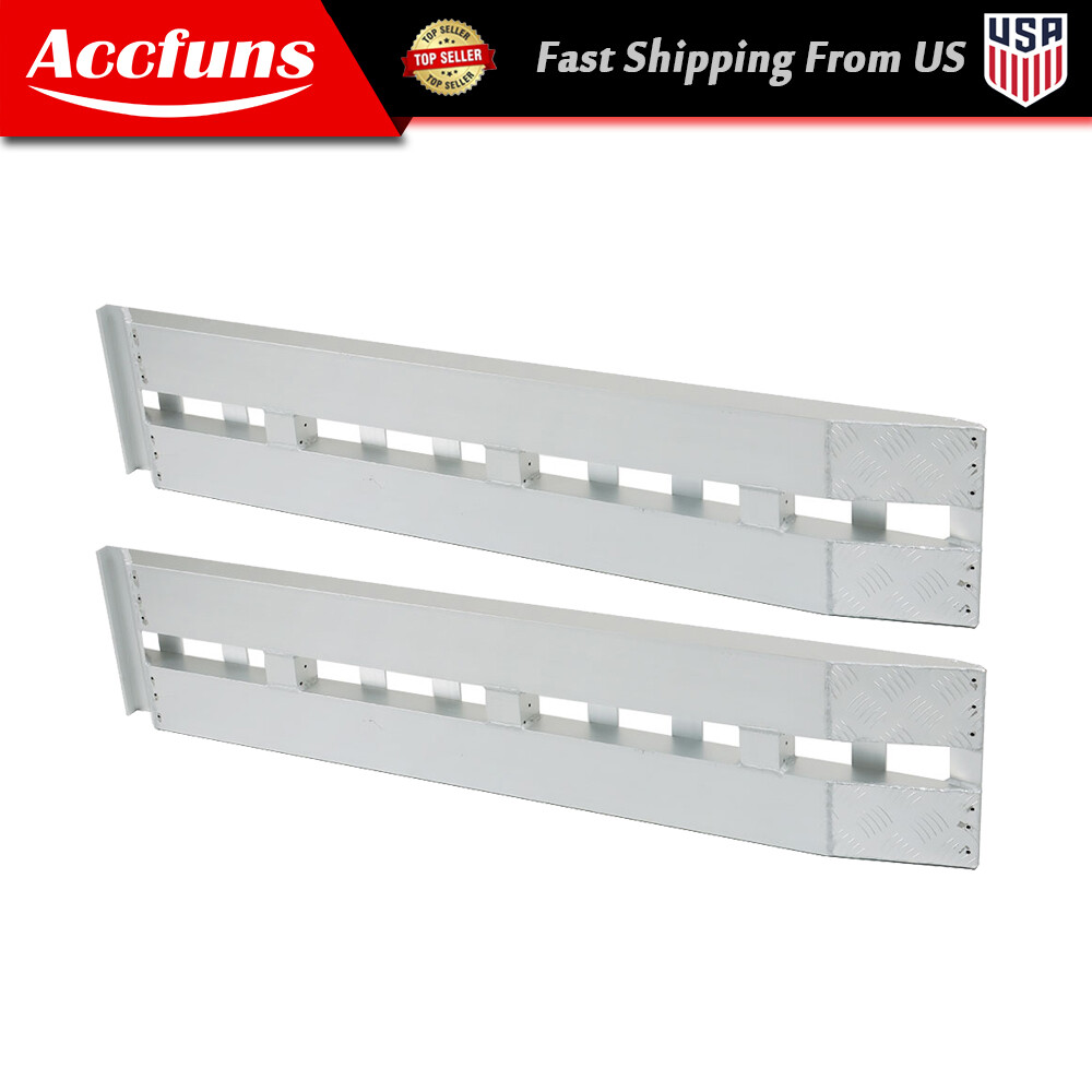 60” x 12” 1 Pair Aluminum Ramps 6500Lbs Car Trailer Truck Ramps Hook End