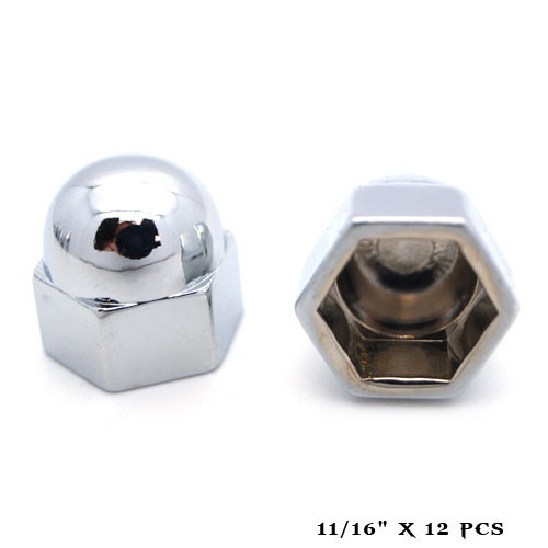 12 Chrome 11/16″ Metal Acorn Nut Caps & Bolt Covers Custom Car Truck Motorcycle