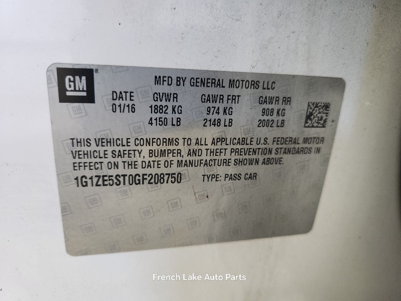 Driver Left Rear Side Door GAZ-Summit White Fits 16-25 MALIBU 1348755