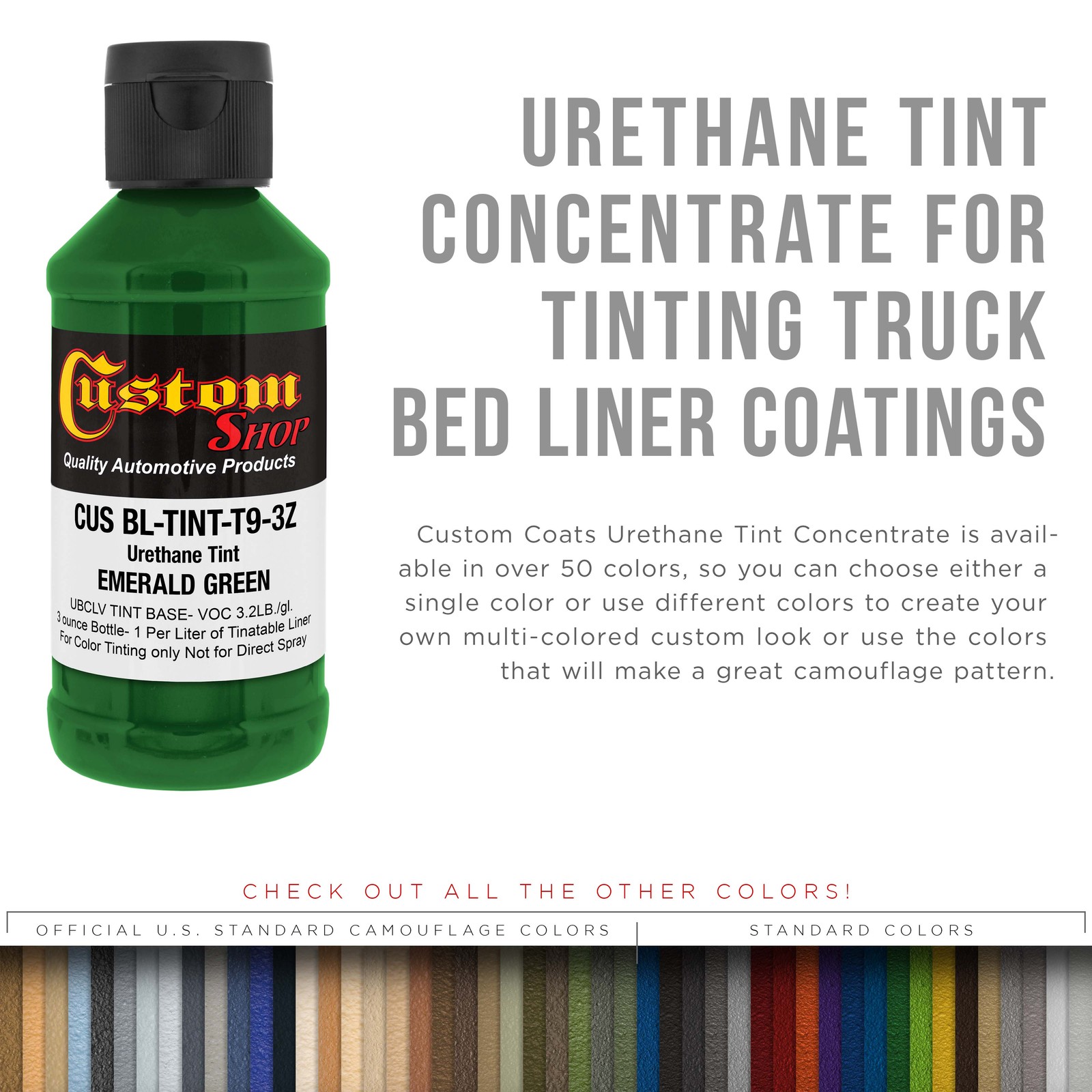 3 Ounce Emerald Green Color Urethane Tint Concentrate for Bed Liner Coatings