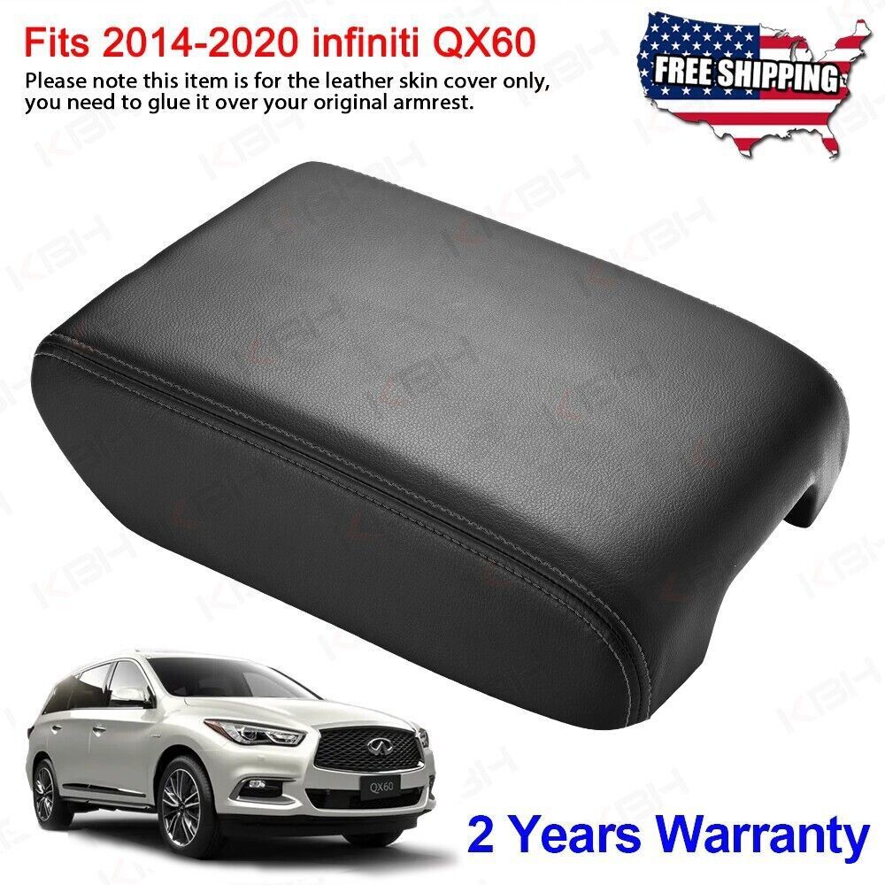 Fit QX60 JX35 2013 2014 2015-2020 Center Console Lid Armrest Vinyl Cover Black