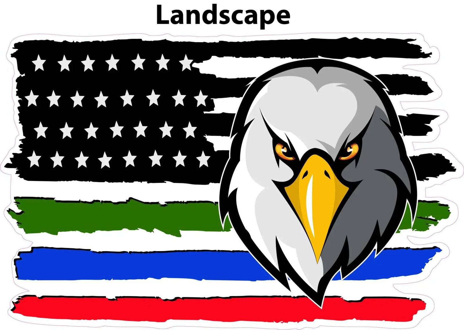 Black Worn American Flag first responders eaglehead decal