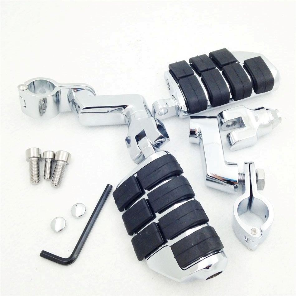 1.25″ Chromed Highway Clamps w/ Large Foot Pegs For YAMAHA V-STAR Roadstar