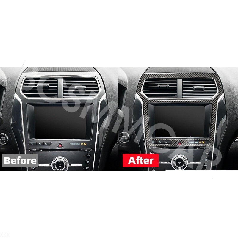 1x Carbon Fiber Stereo Radio GPS Panel Frame Cover For Ford Explorer 2013-2019)