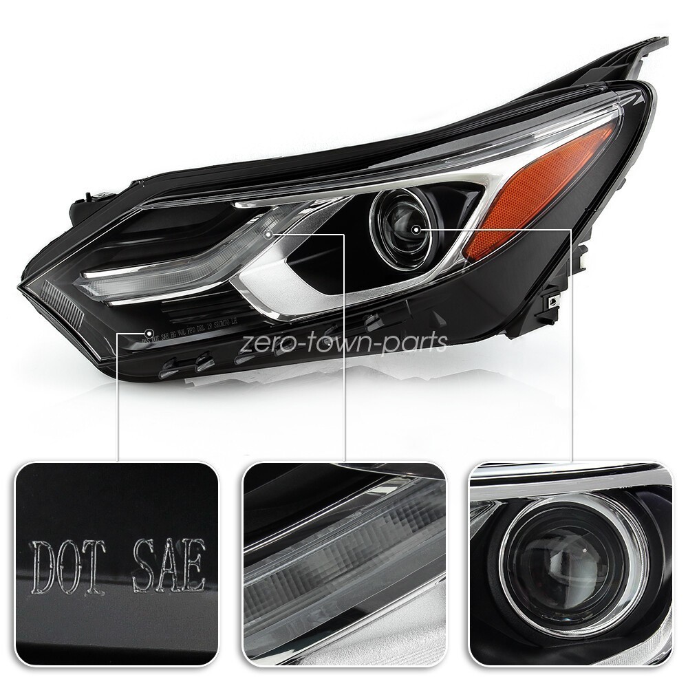 Pair For 2018-2021 Chevy Equinox [Halogen Type] LED Tube DRL Black Headlights