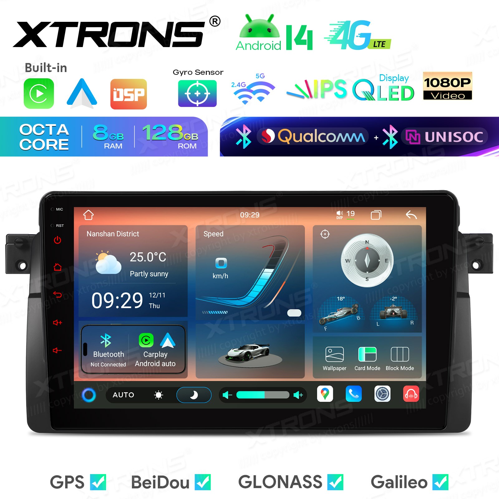 9″ Android 14 For BMW E46 Radio CarPlay Android Auto 8G 128G AKM DSP 8+128G 4G