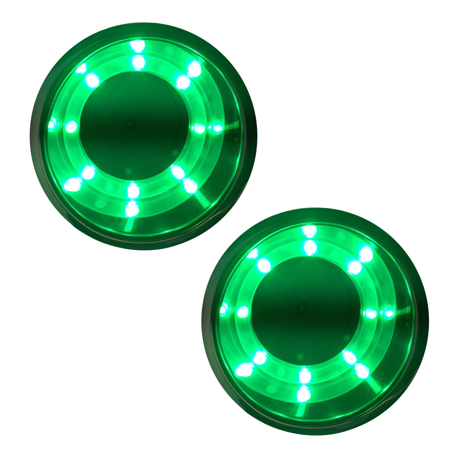 2X Green LED Drink Holder Lights Stainless Steel Bottle Boat Cup Holder Truck RV