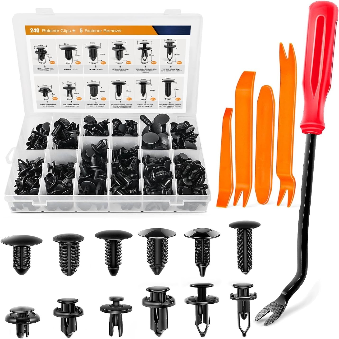 Automotive Push Retainer Clips Set – 240PCS with 12 Sizes & Fastener Remover