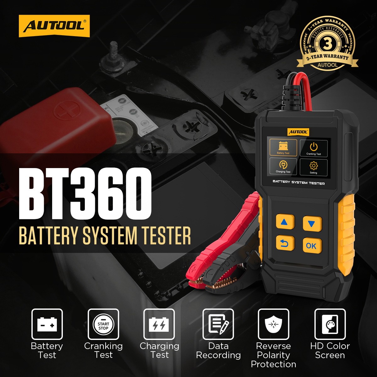 12V 24V Car Battery Tester Truck Battery Analyzer Cranking Charging Voltage Test