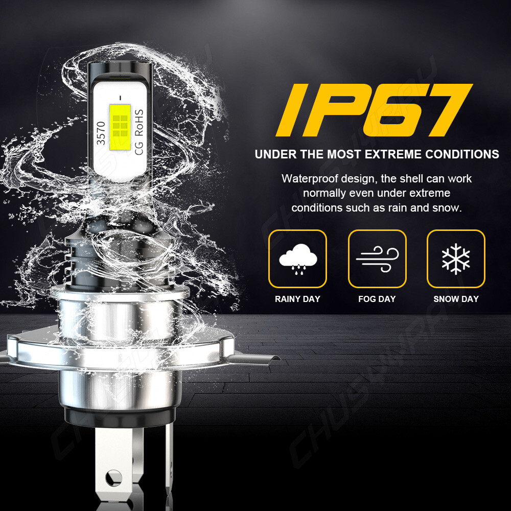 Motorcycle LED 6000K H4 HS1 Headlight LED Hi/Lo Beam Light Lamp White Bulbs Bulb