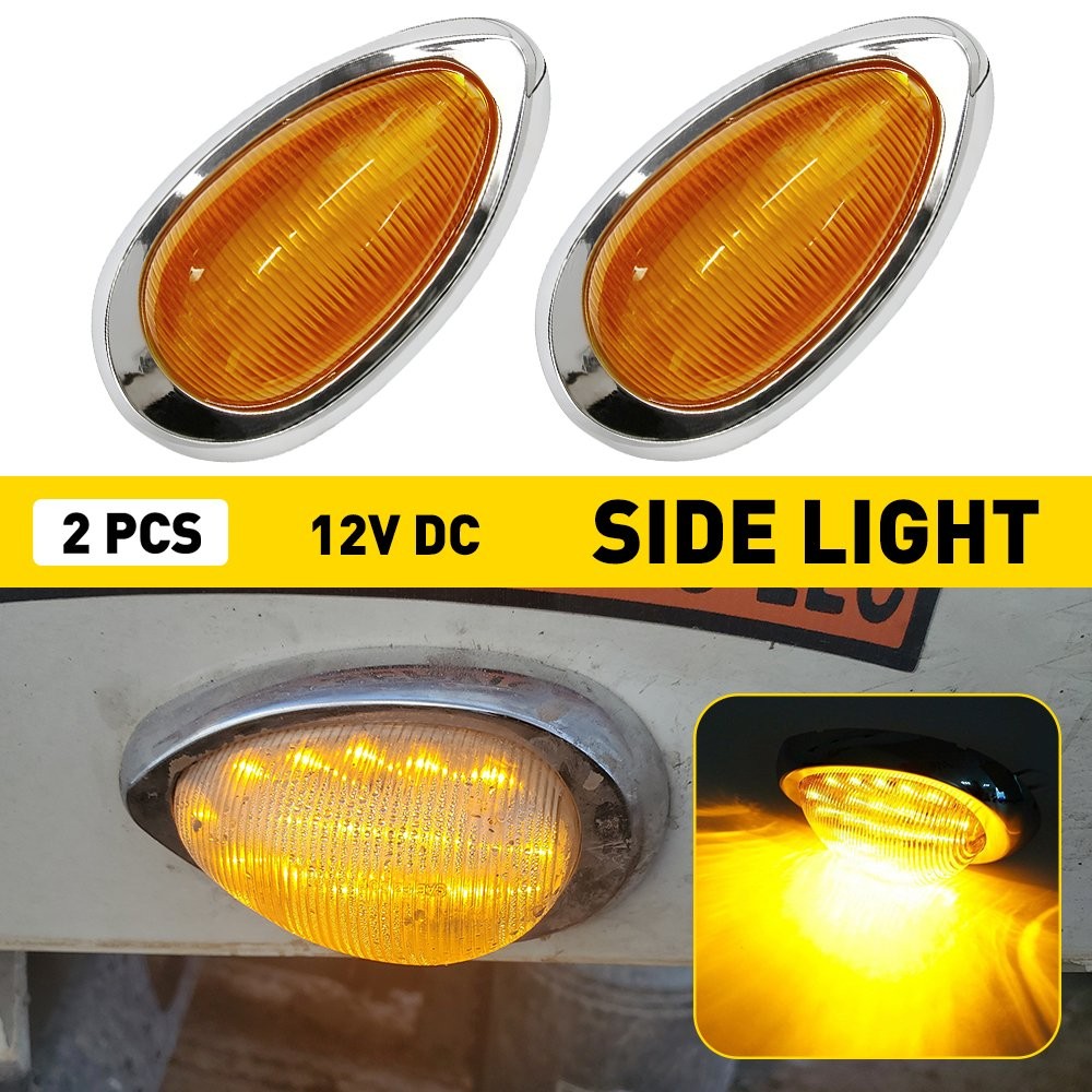 2x LED Side Marker Lamp Amber Len LED For Freightliner Century Models ABS+PC EAA