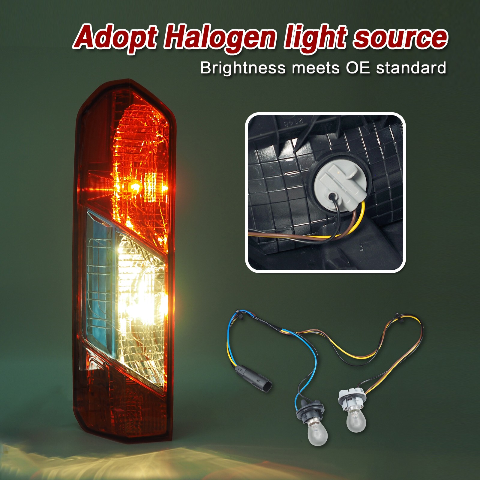 Halogen Tail Light For 2015-2025 Ford Transit-150 With Bulb Driver Left Side