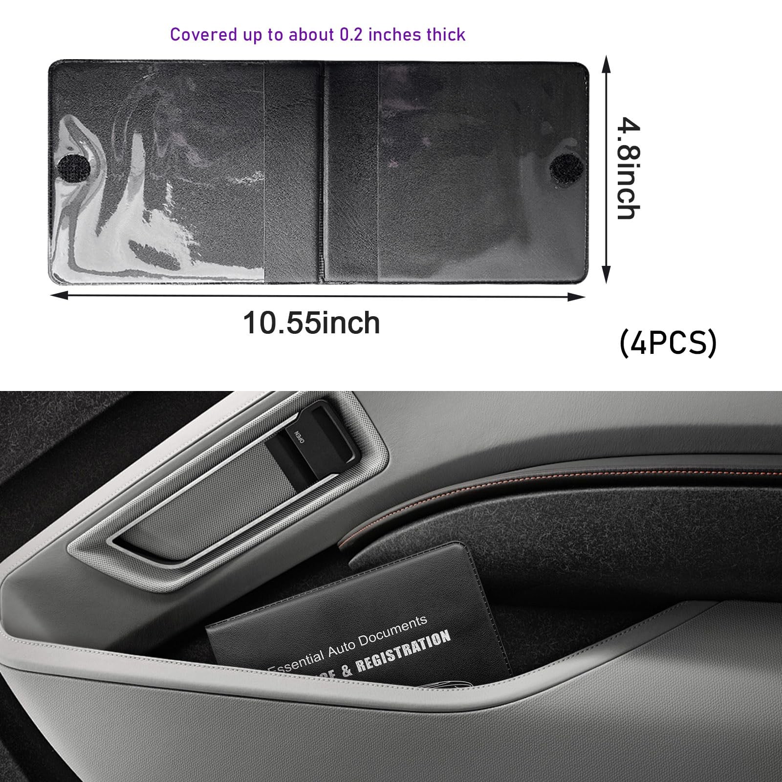 Suvnie 4 PCS Car Registration and Insurance Holder, 4 PCS, Black, Logo