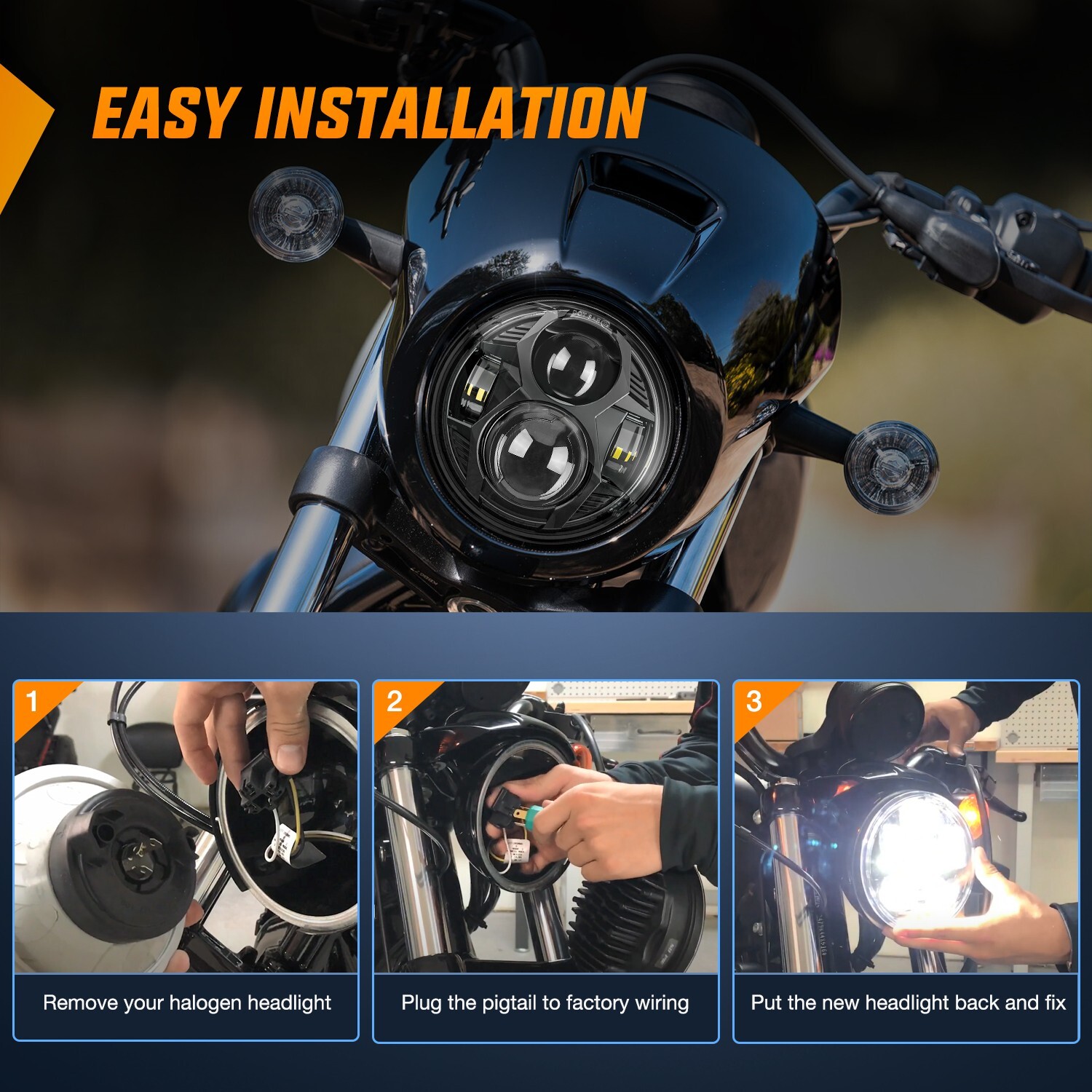 Nilight 5-3/4 5.75 Inch Motorcycles LED Headlight 2 Years Warranty