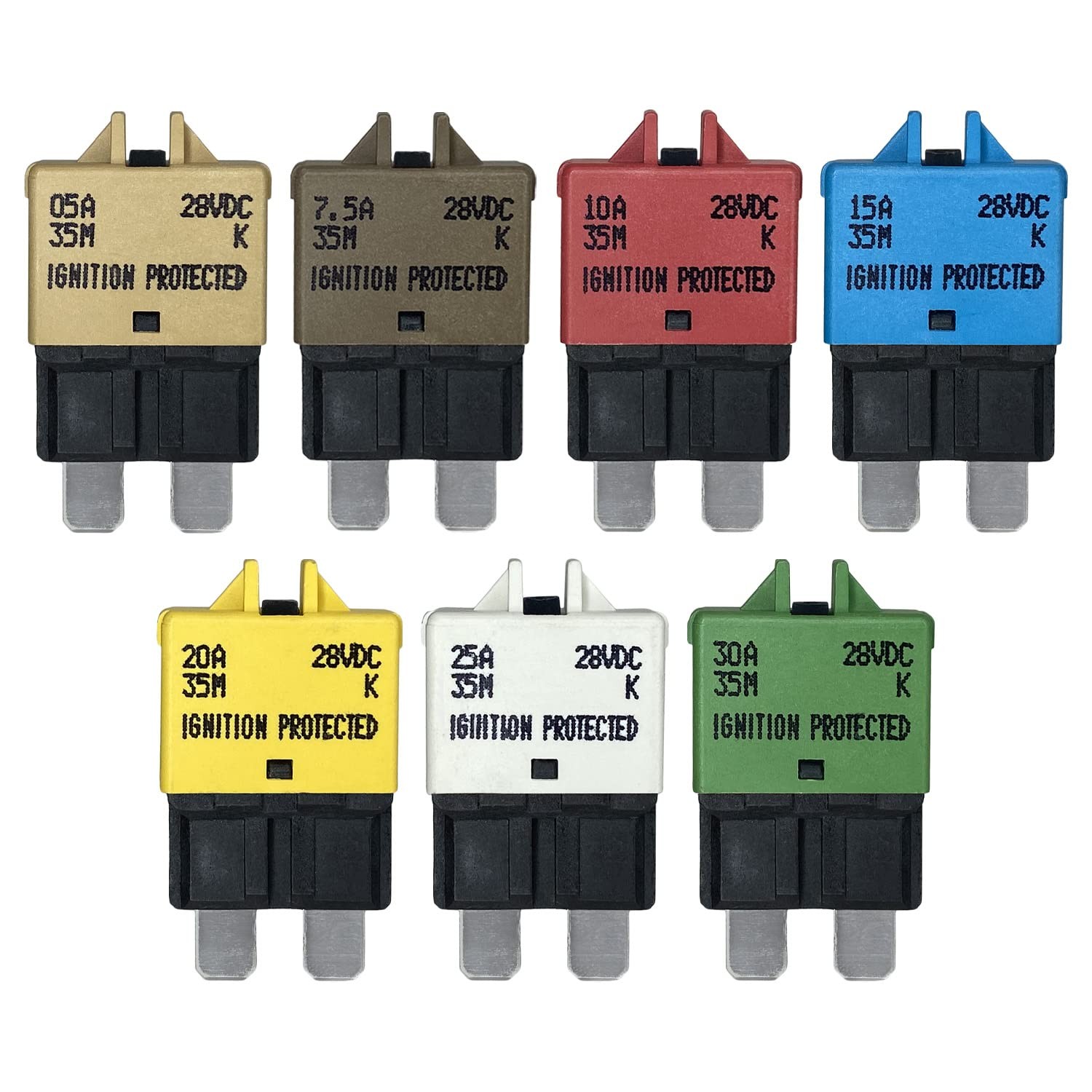 Manual Reset ATC/ATO Multipack 5A, 7.5A, 10A, 15A, 20A, 25A, 30A Black