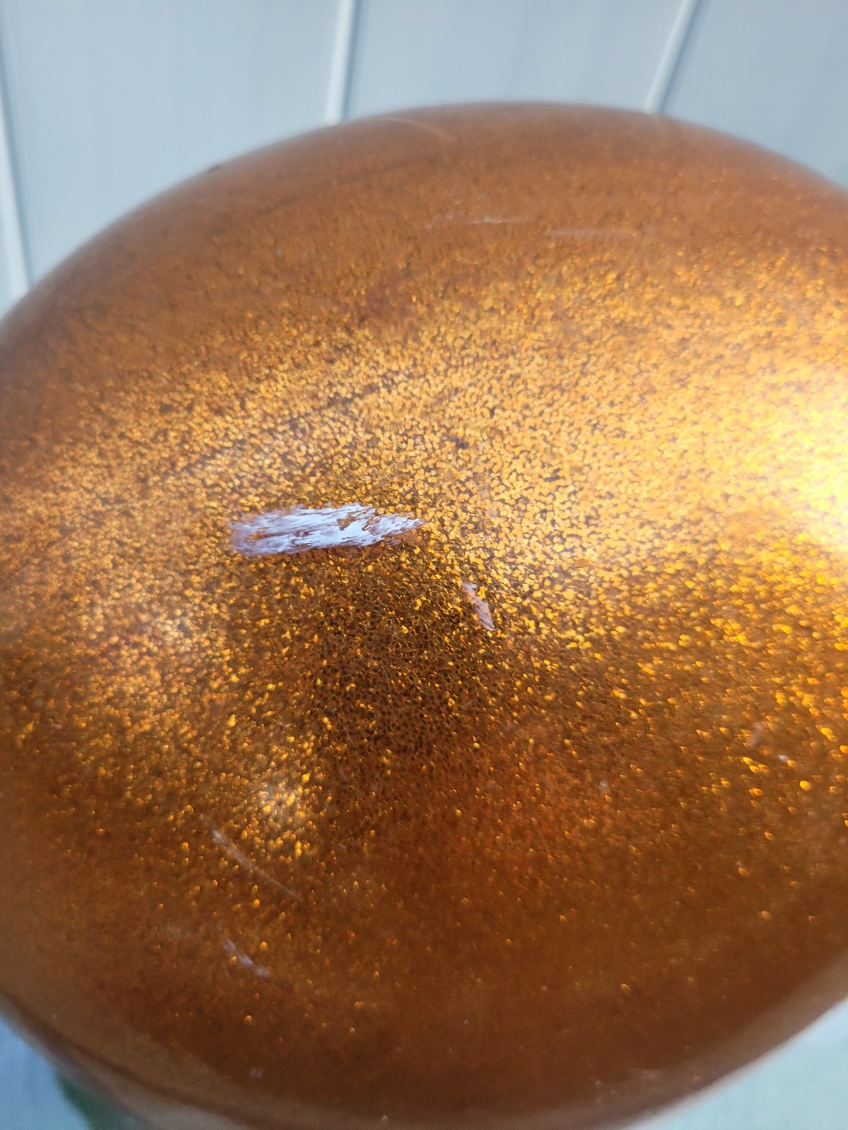 True Vintage Motorcycle Helmet Metal Flake Gold Copper Glitter With Chin Strap