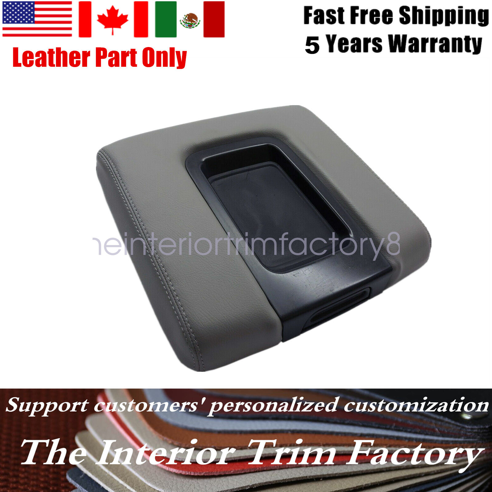 For 2014-18 Chevy Silverado 1500 2500 3500 Console Lid Armrest Cover Dark Gray