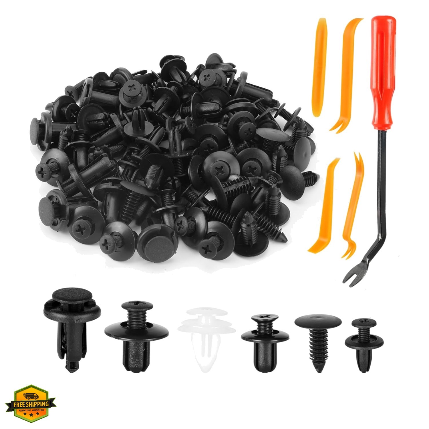 100 PCS Car Bumper Retainer Clips, 6 Type Nylon Fasteners Rivet Replacement K…
