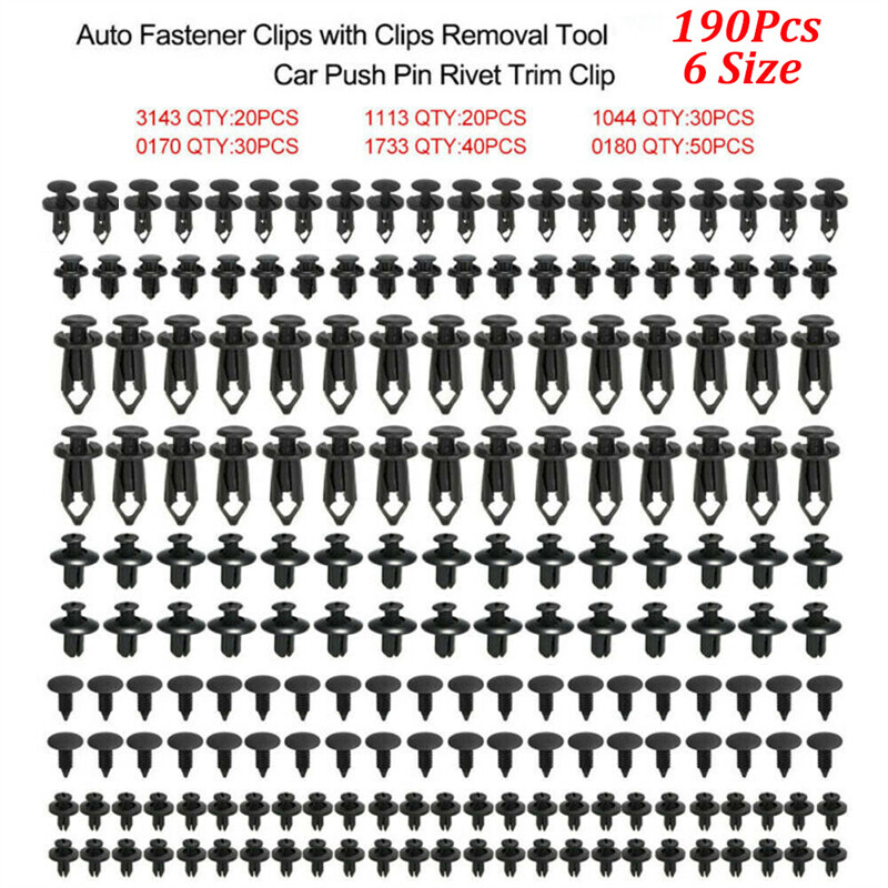 190Pcs Car Clips for Hole Plastic Rivets Retainer Fender Push Pin Fastener Bumpe